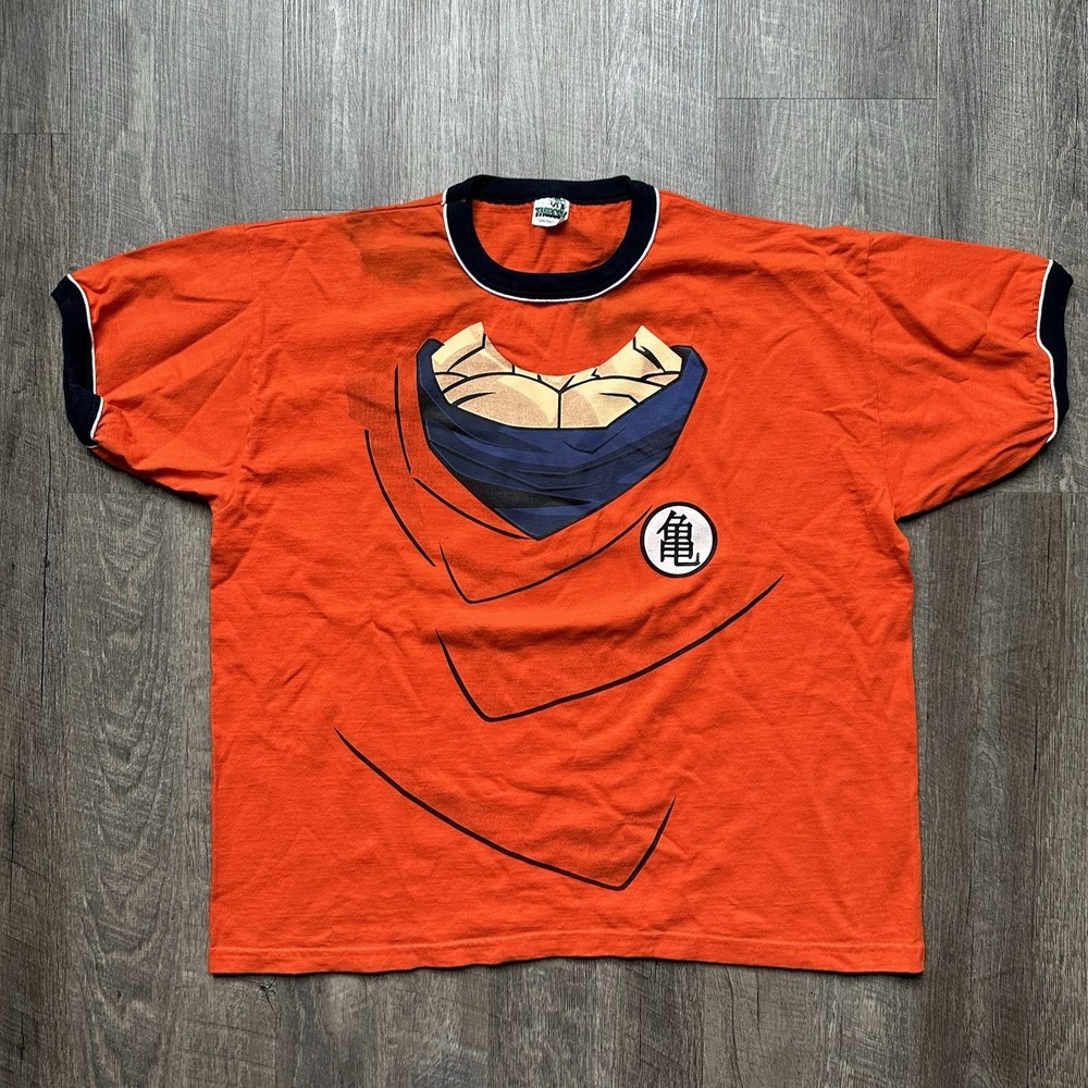 Dragon Ball Z Uniform Goku T Shirt Orange Cosplay SIZE LARGE Vintage 90s Thick